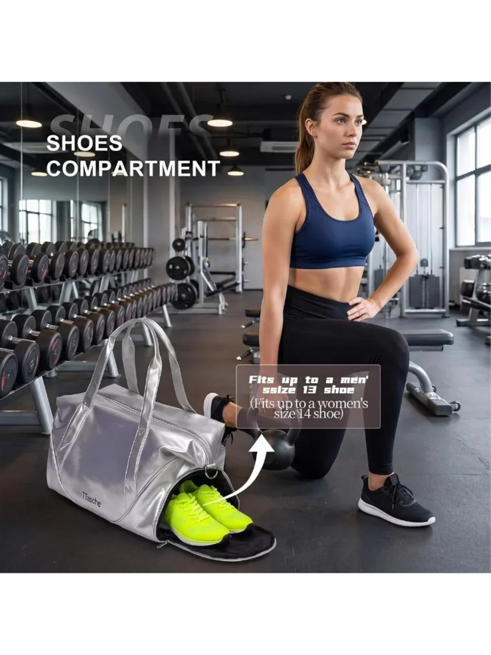 Expandable Travel Gym Duffel Bag with Shoe Compartment for Women & Men